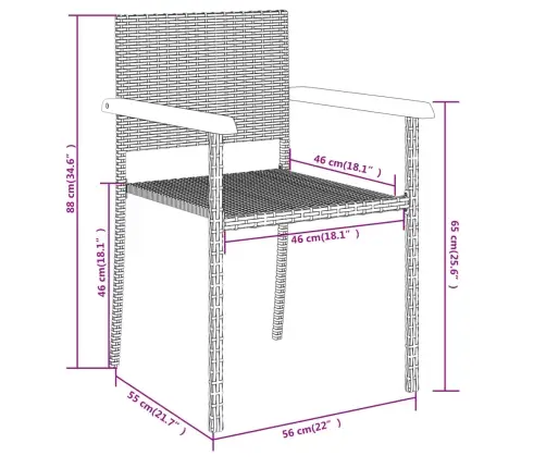 7-Daļīgs Dārza Mēbeļu Komplekts, Melns Vidaxl