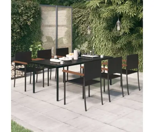 7-Daļīgs Dārza Mēbeļu Komplekts, Melns Vidaxl