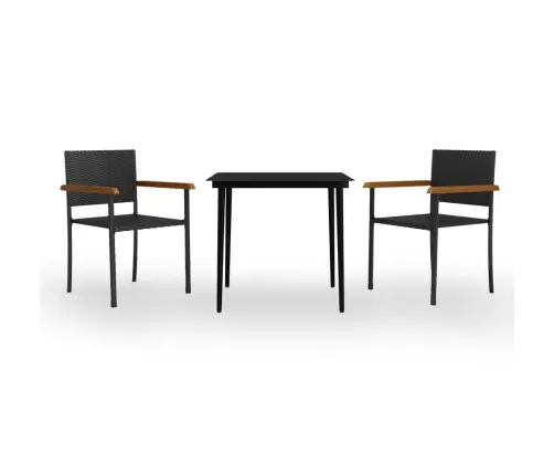 3-Daļīgs Dārza Mēbeļu Komplekts, Melns Vidaxl