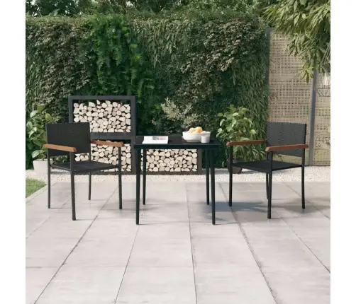 3-Daļīgs Dārza Mēbeļu Komplekts, Melns Vidaxl