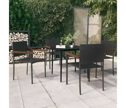 5-Osaline Aiamööbli Komplekt, Must