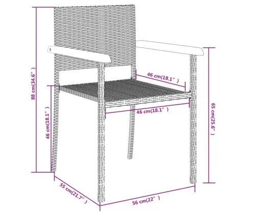5-Daļīgs Dārza Mēbeļu Komplekts, Melns Vidaxl