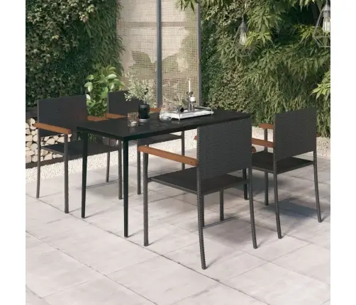 5-Daļīgs Dārza Mēbeļu Komplekts, Melns Vidaxl