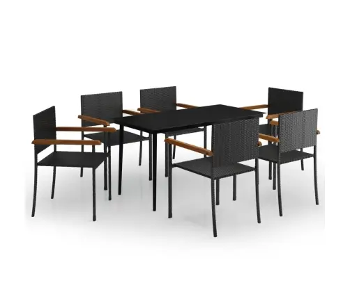 7-Daļīgs Dārza Mēbeļu Komplekts, Melns Vidaxl