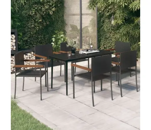 7-Daļīgs Dārza Mēbeļu Komplekts, Melns Vidaxl