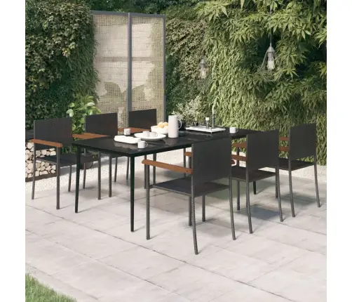 7-Osaline Aiamööbli Komplekt, Must
