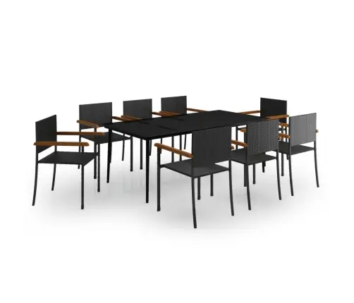 9-Osaline Aiamööbli Komplekt, Must