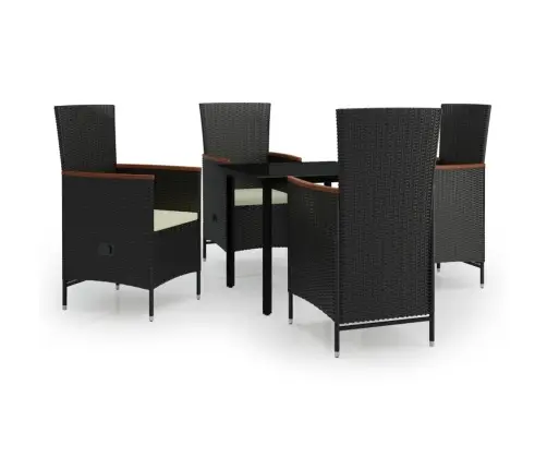 5-Osaline Aiamööbli Komplekt Patjadega, Must