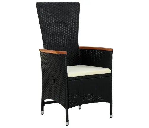 5-Osaline Aiamööbli Komplekt Patjadega, Must