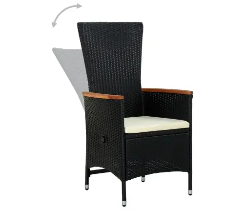 5-Osaline Aiamööbli Komplekt Patjadega, Must