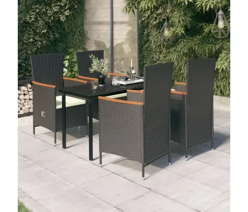 5-Osaline Aiamööbli Komplekt Patjadega, Must