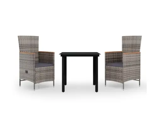 3-Osaline Aiamööbli Komplekt Patjadega, Hall