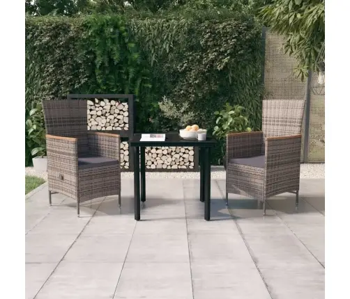 3-Osaline Aiamööbli Komplekt Patjadega, Hall