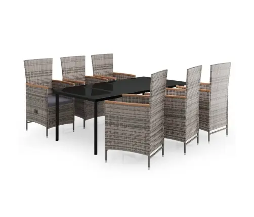 7-Daļīgs Dārza Mēbeļu Komplekts Ar Matračiem, Pelēks Vidaxl