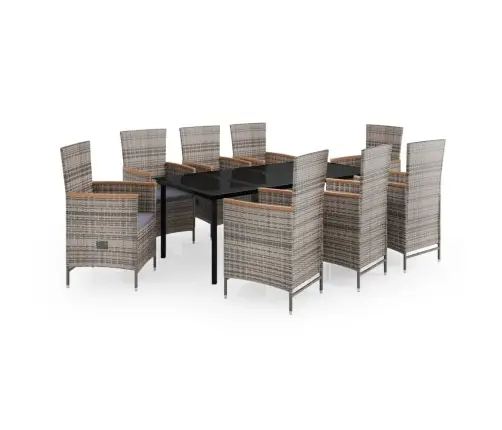 9-Osaline Aiamööblikomplekt Patjadega, Hall