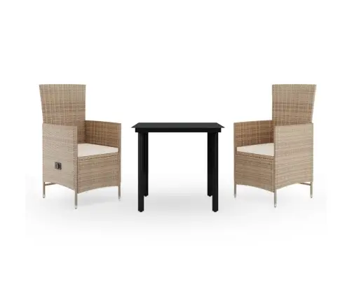 3-Osaline Aiamööbli Komplekt Patjadega, Beež