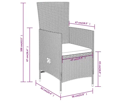 7-Osaline Aiamööbli Komplekt Patjadega, Beež