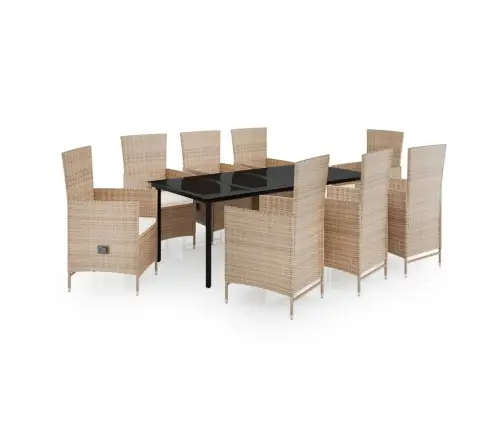 9-Osaline Aiamööblikomplekt Patjadega, Beež