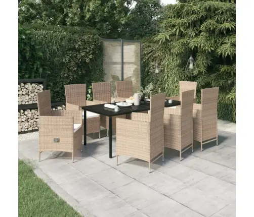9-Osaline Aiamööblikomplekt Patjadega, Beež