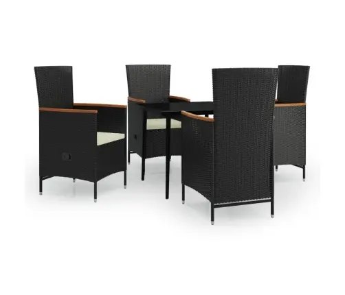 5-Osaline Aiamööbli Komplekt Patjadega, Must