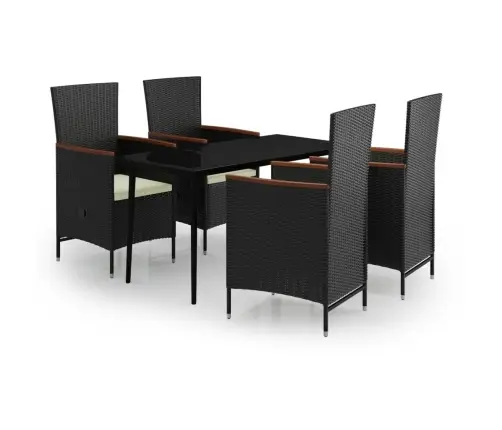 Sodo Valgomojo Komplektas Su Pagalvėlėmis, 5 Dalių, Juodas