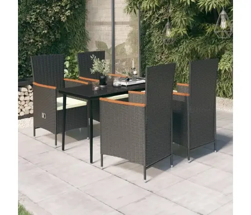 Sodo Valgomojo Komplektas Su Pagalvėlėmis, 5 Dalių, Juodas