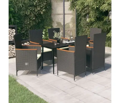 Sodo Komplektas Su Pagalvėlėmis, 7 Dalių, Juodos Spalvos