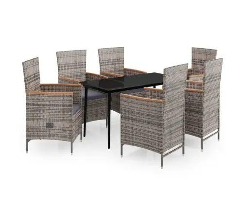 7-Daļīgs Dārza Mēbeļu Komplekts Ar Matračiem, Pelēks Vidaxl