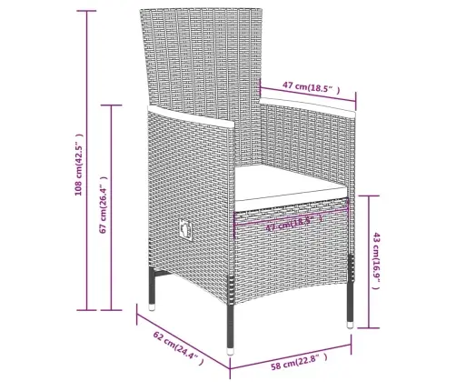 9-Daļīgs Dārza Mēbeļu Komplekts Ar Matračiem, Pelēks Vidaxl