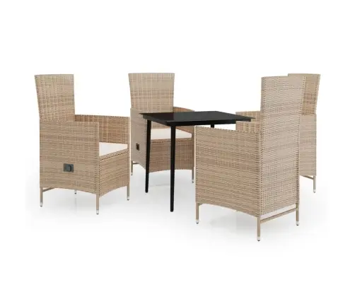 5-Daļīgs Dārza Mēbeļu Komplekts Ar Matračiem, Bēšs Vidaxl