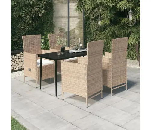 5-Daļīgs Dārza Mēbeļu Komplekts Ar Matračiem, Bēšs Vidaxl