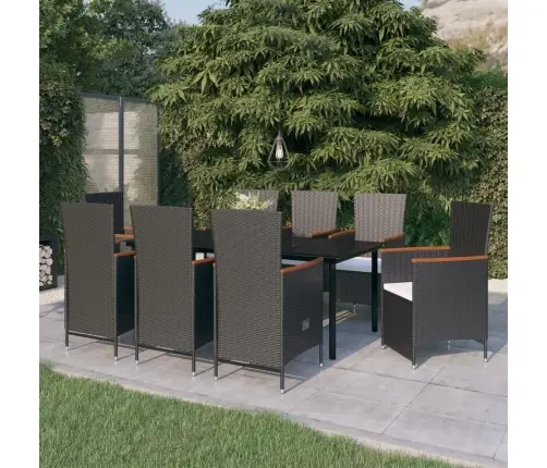 Sodo Komplektas Su Pagalvėlėmis, 9 Dalių, Juodas