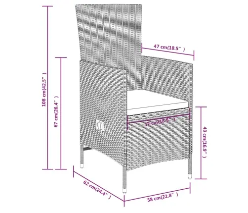 9-Daļīgs Dārza Mēbeļu Komplekts Ar Matračiem, Bēšs Vidaxl