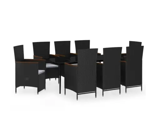 9-Daļīgs Dārza Mēbeļu Komplekts, Matrači, Melns Vidaxl