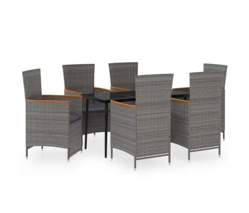 7-Daļīgs Dārza Mēbeļu Komplekts Ar Matračiem, Pelēks Vidaxl