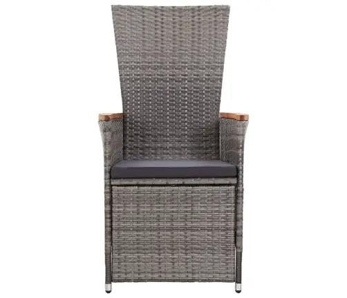 9-Daļīgs Dārza Mēbeļu Komplekts Ar Matračiem, Pelēks Vidaxl