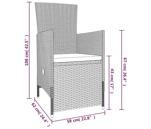 9-Osaline Aiamööbli Komplekt Patjadega, Beež