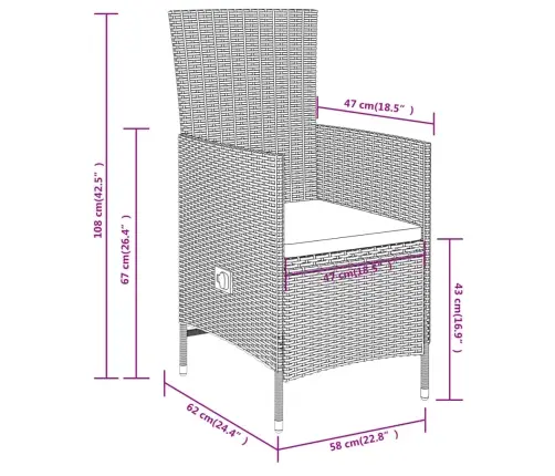 9-Osaline Aiamööbli Komplekt Patjadega, Beež