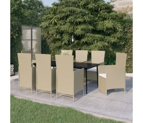 9-Osaline Aiamööbli Komplekt Patjadega, Beež