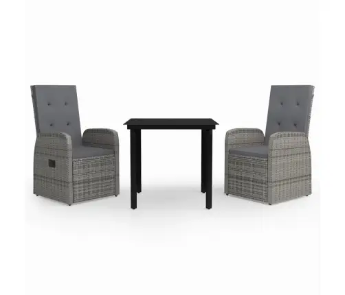 3-Osaline Aiamööbli Komplekt Patjadega, Hall