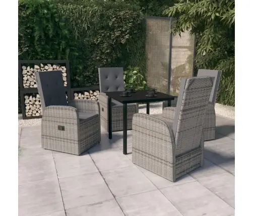 5-Daļīgs Dārza Mēbeļu Komplekts Ar Matračiem, Pelēks Vidaxl