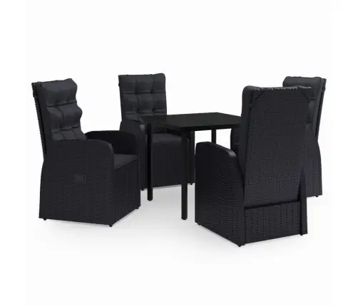 Sodo Valgomojo Komplektas Su Pagalvėlėmis, 5 Dalių, Juodas