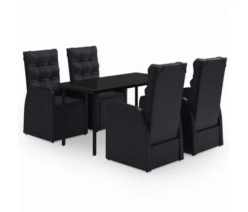 5-Daļīgs Dārza Mēbeļu Komplekts Ar Matračiem, Melns Vidaxl