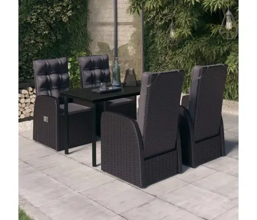 5-Daļīgs Dārza Mēbeļu Komplekts Ar Matračiem, Melns Vidaxl