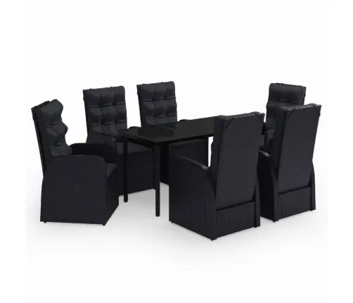 7-Daļīgs Dārza Mēbeļu Komplekts Ar Matračiem, Melns Vidaxl