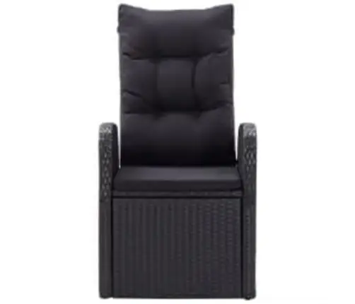 7-Osaline Aiamööbli Komplekt Patjadega, Must