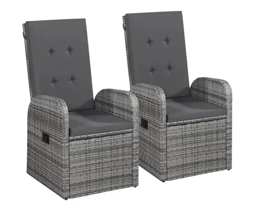 5-Daļīgs Dārza Mēbeļu Komplekts Ar Matračiem, Pelēks Vidaxl