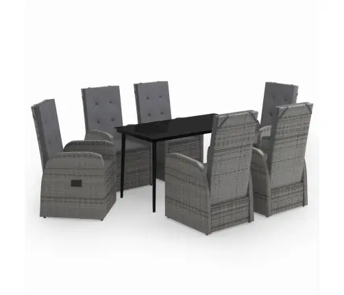 7-Daļīgs Dārza Mēbeļu Komplekts Ar Matračiem, Pelēks Vidaxl