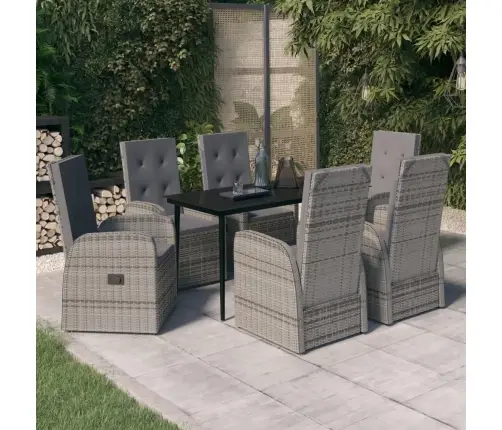 7-Daļīgs Dārza Mēbeļu Komplekts Ar Matračiem, Pelēks Vidaxl