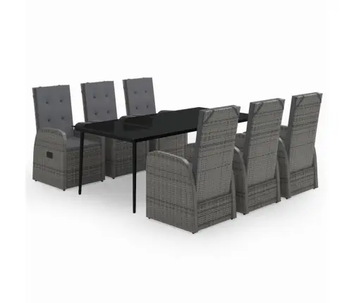 7-Daļīgs Dārza Mēbeļu Komplekts Ar Matračiem, Pelēks Vidaxl